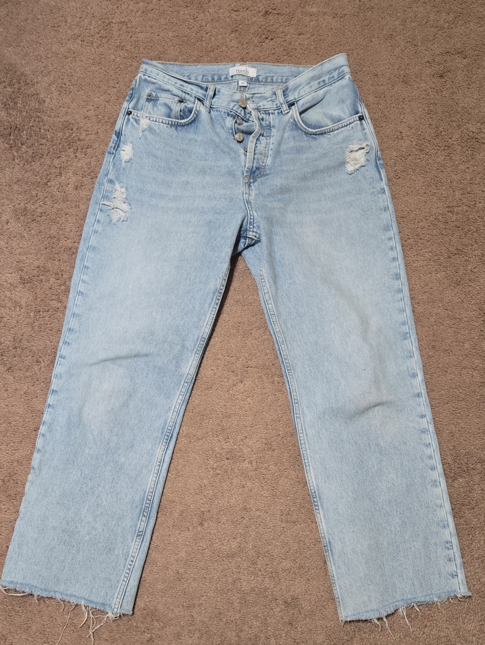 Nuuds Light Blue High-Waist Distressed Women’s Jeans